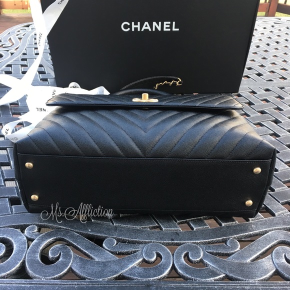 CHANEL Authentic CC Coco Handle Flap Bag Caviar - Picture 5 of 8